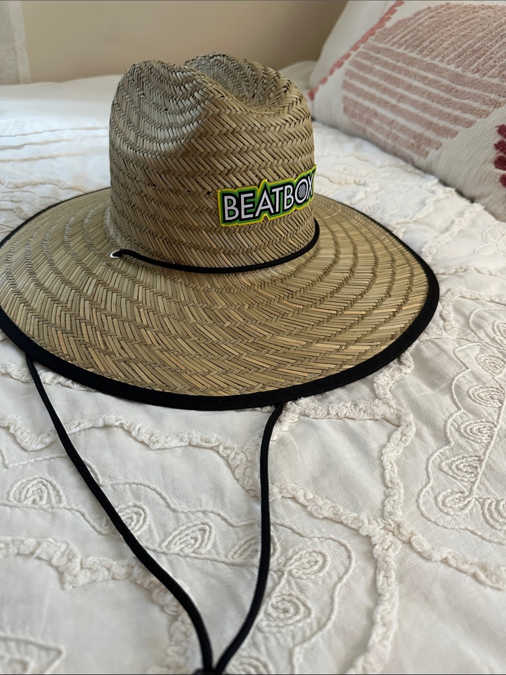 BEATBOX Straw Sun Hat with Black Trim